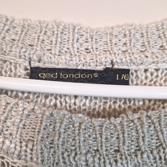 QED London large open knit beige teal ombre sparkle soft longsleeve knit sweater - Picture 3 of 6